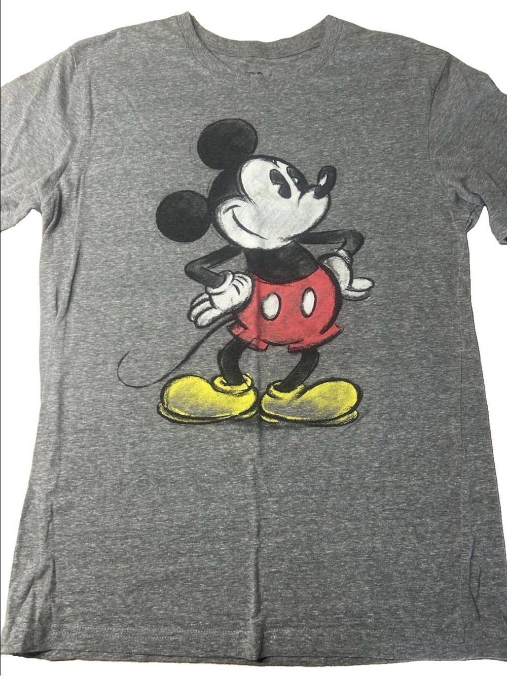 Disney Mickey Mouse Graphic T-Shirt Adult Medium Gray Classic Character